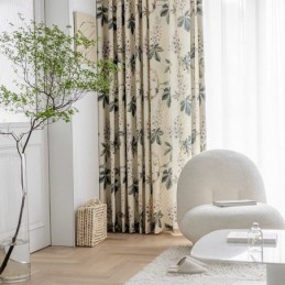 American Style Curtains Plant Printed