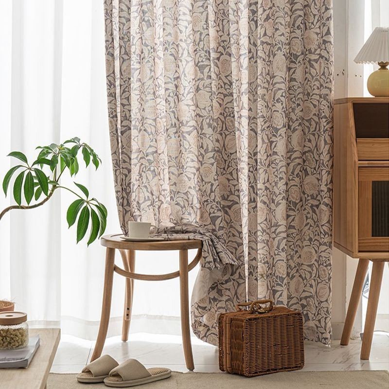 American Printed Curtain Made to Measure Curtain Pomegranate Flower Polyester