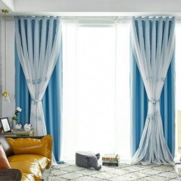 American Style Curtain Made to Measure Curtain Lotus Leaf Embroidery Blackout