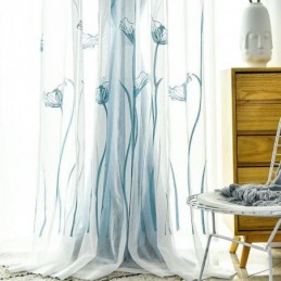 American Style Curtain Made to Measure Curtain Lotus Leaf Embroidery Blackout