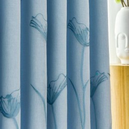 American Style Curtain Made to Measure Curtain Lotus Leaf Embroidery Blackout