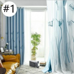 American Style Curtain Made to Measure Curtain Lotus Leaf Embroidery Blackout