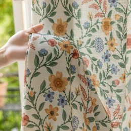 Linen Curtains American Style Small Floral Print