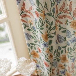 Linen Curtains American Style Small Floral Print