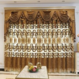 Semi Blackout Curtain Made to Measure Curtain European Flower Embroidery For Living Room Bedroom