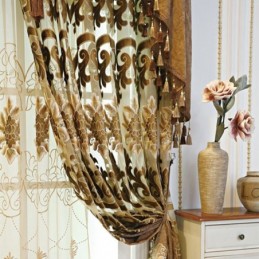 Semi Blackout Curtain Made to Measure Curtain European Flower Embroidery For Living Room Bedroom