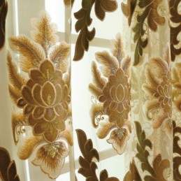 Semi Blackout Curtain Made to Measure Curtain European Flower Embroidery For Living Room Bedroom