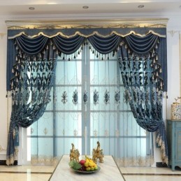 Semi Blackout Curtain Made to Measure Curtain European Flower Embroidery For Living Room Bedroom