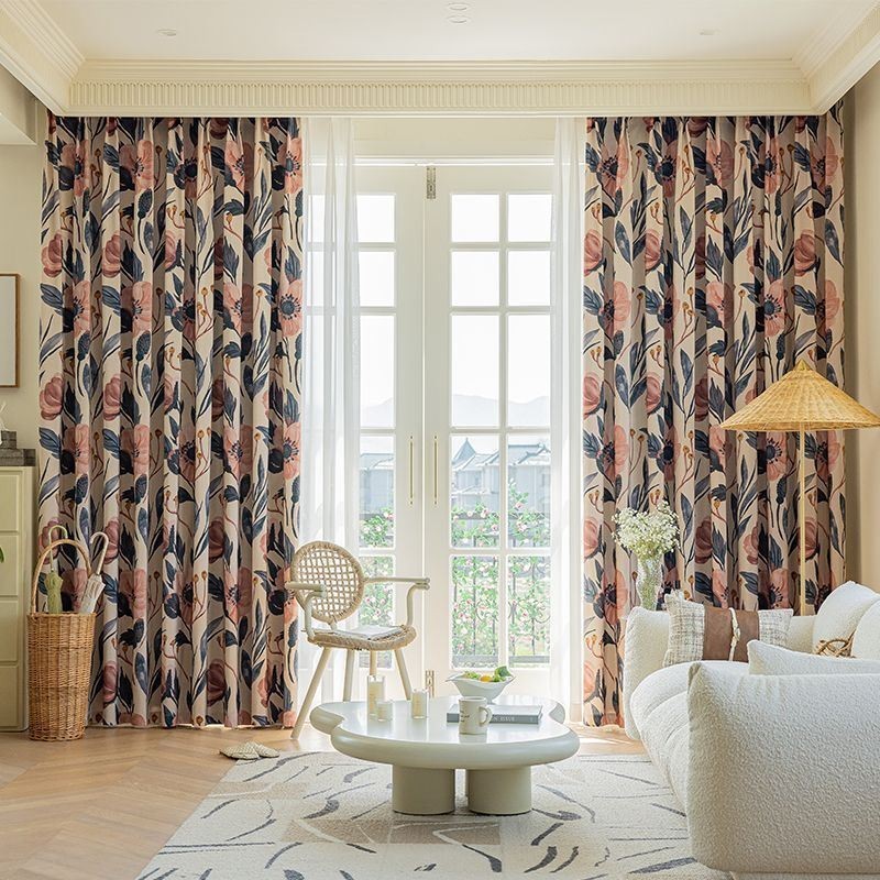 Cotton Curtain Made to Measure Curtain Plant Printed American Style Blackout