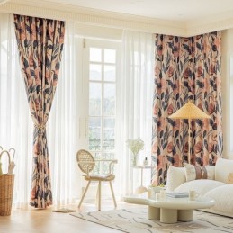 Cotton Curtain Made to Measure Curtain Plant Printed American Style Blackout