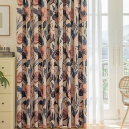 Cotton Curtain Made to Measure Curtain Plant Printed American Style Blackout