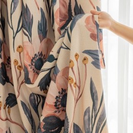 Cotton Curtain Made to Measure Curtain Plant Printed American Style Blackout