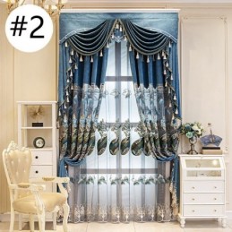 Semi Blackout Curtain Made to Measure Curtain Chinese Style Chenille Pipa Embroidery For Living Room Bedroom