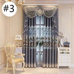 Semi Blackout Curtain Made to Measure Curtain Chinese Style Chenille Pipa Embroidery For Living Room Bedroom
