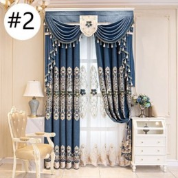 Semi Blackout Curtains European Floral Embroidery Chenille For Living Room Bedroom