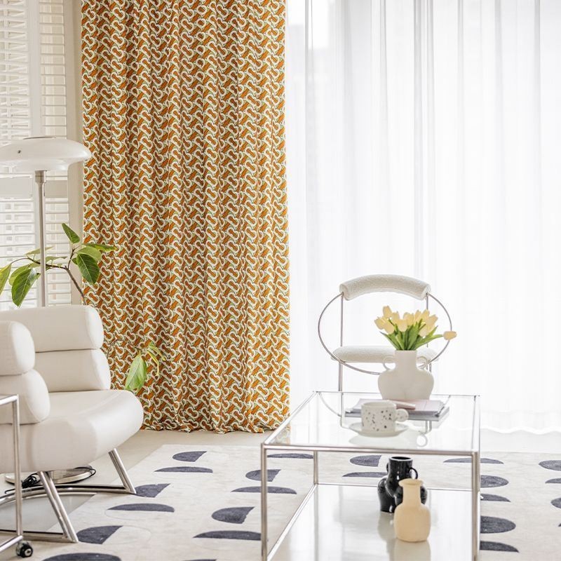 Chenille Curtain Made to Measure Curtain Printed Nordic Blackout Curtains