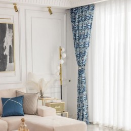 Chenille Printed Curtains Scandinavian Blackout