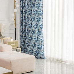 Chenille Printed Curtains Scandinavian Blackout