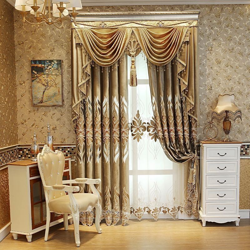 Chenille Embroidery Curtain Made to Measure Curtain Semi Blackout European Flower For Living Room Bedroom