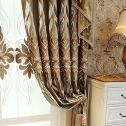 Chenille Embroidery Curtain Made to Measure Curtain Semi Blackout European Flower For Living Room Bedroom