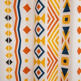Nordic Style Linen Curtains Geometric Printed For Living Room Bedroom