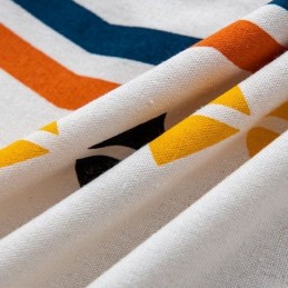 Nordic Style Linen Curtains Geometric Printed For Living Room Bedroom