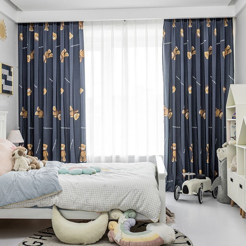 Cotton Curtain Made to Measure Curtain Bear Printed Kids' Style