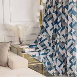 Chenille Curtains Geometric Printed Nordic Style Blackout