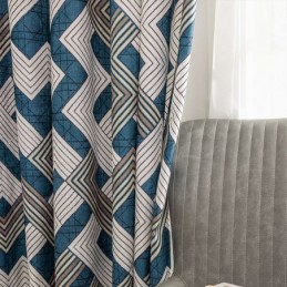 Chenille Curtains Geometric Printed Nordic Style Blackout