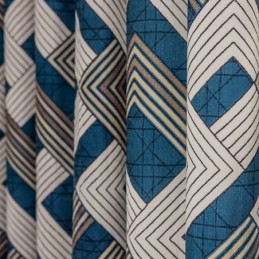 Chenille Curtains Geometric Printed Nordic Style Blackout