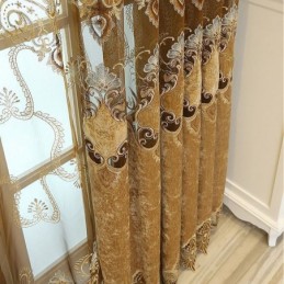 Semi Blackout Curtain Made to Measure Curtain European Flower Embroidery Imitation Cashmere For Living Room