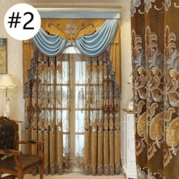 Semi Blackout Curtain Made to Measure Curtain European Flower Embroidery Imitation Cashmere For Living Room