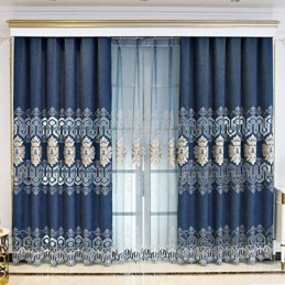 Chenille Semi Blackout Curtain Made to Measure Curtain European Flower Embroidery For Living Room Bedroom