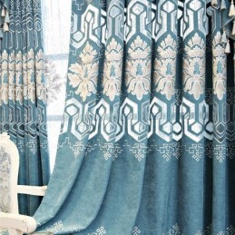 Chenille Semi Blackout Curtain Made to Measure Curtain European Flower Embroidery For Living Room Bedroom