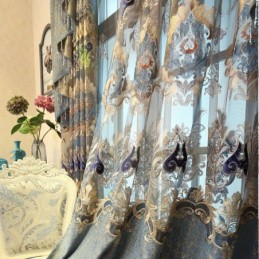 Chenille Semi Blackout Curtain Made to Measure Curtain European Flower Embroidery Living Room Bedroom