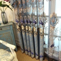 Chenille Semi Blackout Curtain Made to Measure Curtain European Flower Embroidery Living Room Bedroom