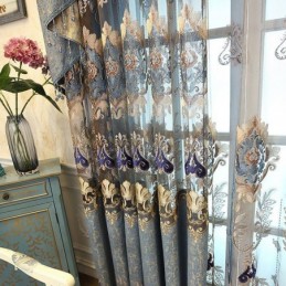 Chenille Semi Blackout Curtain Made to Measure Curtain European Flower Embroidery Living Room Bedroom