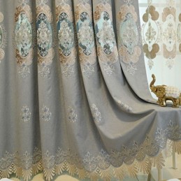 Chenille Semi Blackout Curtain Made to Measure Curtain European Flower Embroidery For Living Room Bedroom