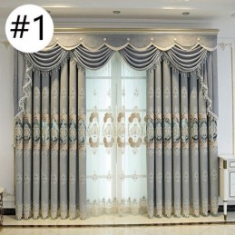 Chenille Semi Blackout Curtain Made to Measure Curtain European Flower Embroidery For Living Room Bedroom