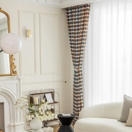 Chenille Curtain Made to Measure Curtain Nordic Style Geometric Printed Blackout