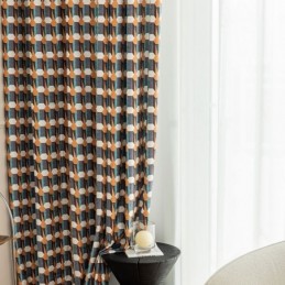 Chenille Curtain Made to Measure Curtain Nordic Style Geometric Printed Blackout