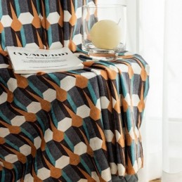 Chenille Curtain Made to Measure Curtain Nordic Style Geometric Printed Blackout