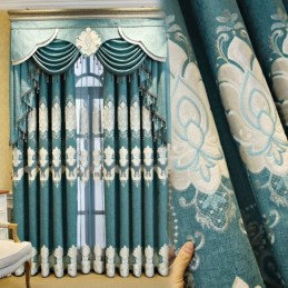 Embroidery Curtain Made to Measure Curtain European Flower Semi Blackout For Living Room Bedroom