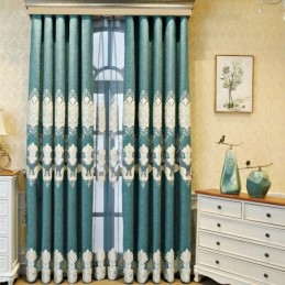 Embroidery Curtain Made to Measure Curtain European Flower Semi Blackout For Living Room Bedroom