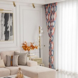 Chenille Curtain Made to Measure Curtain Rhombus Printed Nordic Style Blackout