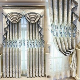 European Chenille Curtain Made to Measure Curtain Floral Embroidery For Living Room Bedroom