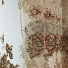 Chenille Semi Blackout Curtain Made to Measure Curtain European Style Floral Embroidery For Living Room Bedroom