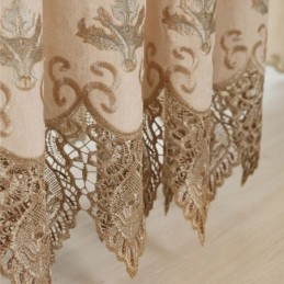 Chenille Semi Blackout Curtain Made to Measure Curtain European Style Floral Embroidery For Living Room Bedroom