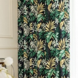 Chenille Blackout Curtains European Style Plant Printed