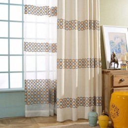 Cotton Linen Blackout Curtain Made to Measure Curtain Nordic Geometric Embroidered For Living Room Bedroom